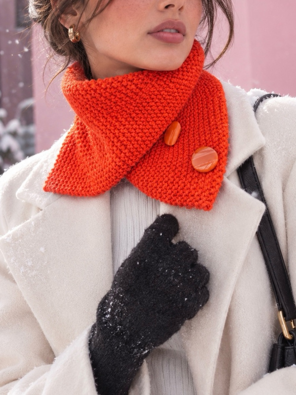 Hand-Knit Asymmetrical Cowl Scarf / Neck Warmer